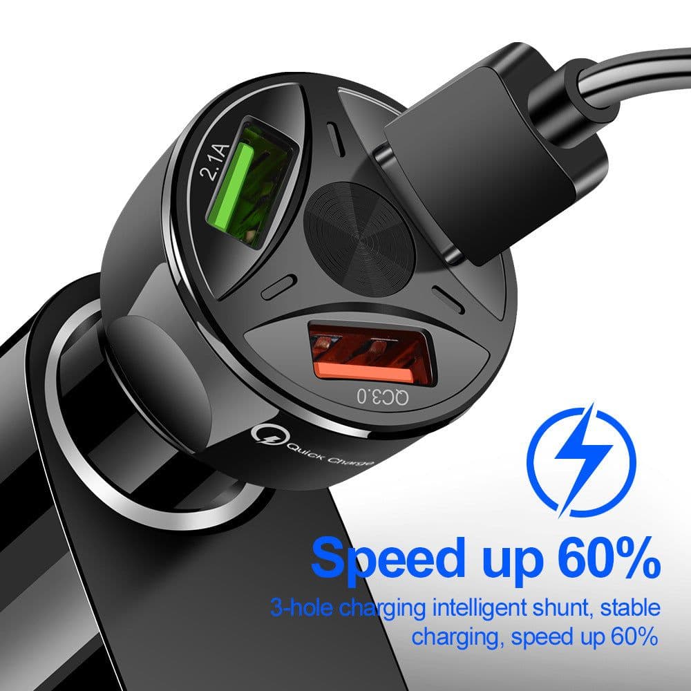 image-QC3.0 Car Charger 3-Port USB Dual-Channel 7A Fast Charging