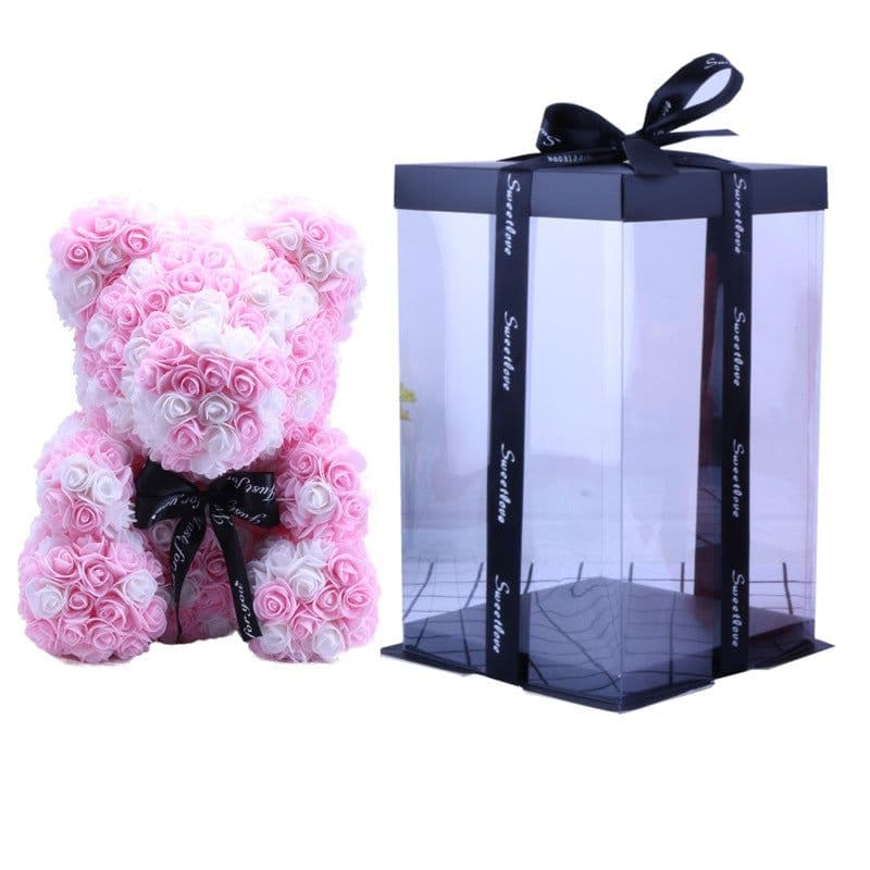 image-Rose Flower Bear Gift 25cm-40cm PE Foam Christmas Decor