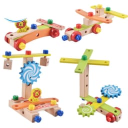 image-Huanmuyuan Wooden Nut Assembly Chair Building Toy Ages 3-6
