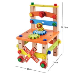 image-Huanmuyuan Wooden Nut Assembly Chair Building Toy Ages 3-6