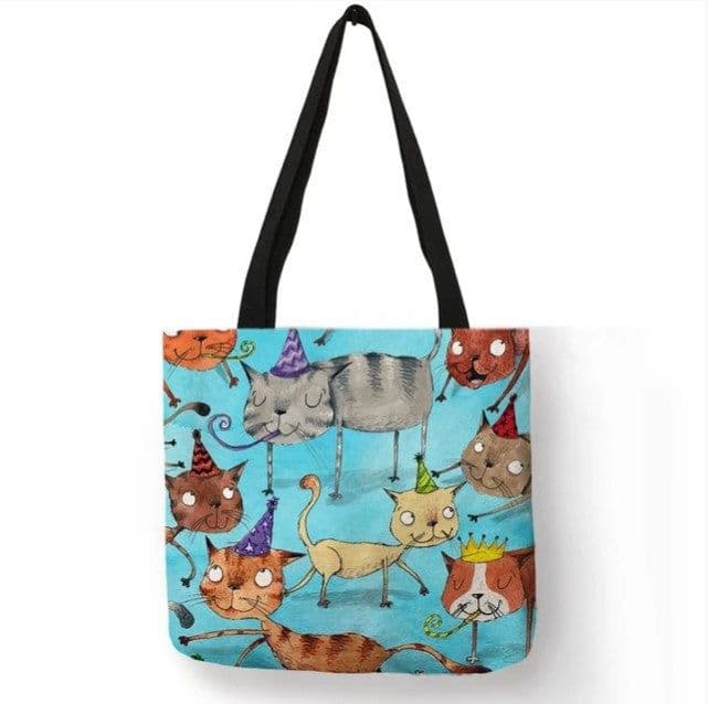 image-Cotton Linen Tote Shopping Bag Animal Print 40x40cm