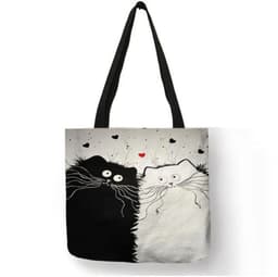 image-Cotton Linen Tote Shopping Bag Animal Print 40x40cm