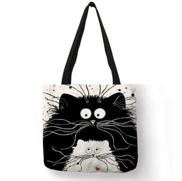 image-Cotton Linen Tote Shopping Bag Animal Print 40x40cm