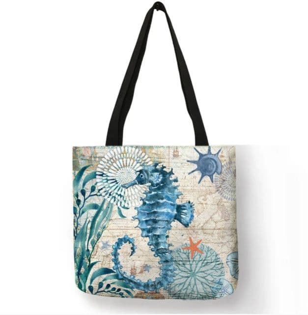 image-Cotton Linen Tote Shopping Bag Animal Print 40x40cm