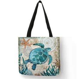 image-Cotton Linen Tote Shopping Bag Animal Print 40x40cm