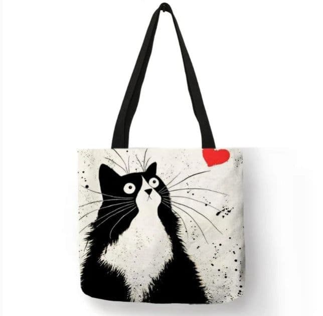 image-Cotton Linen Tote Shopping Bag Animal Print 40x40cm