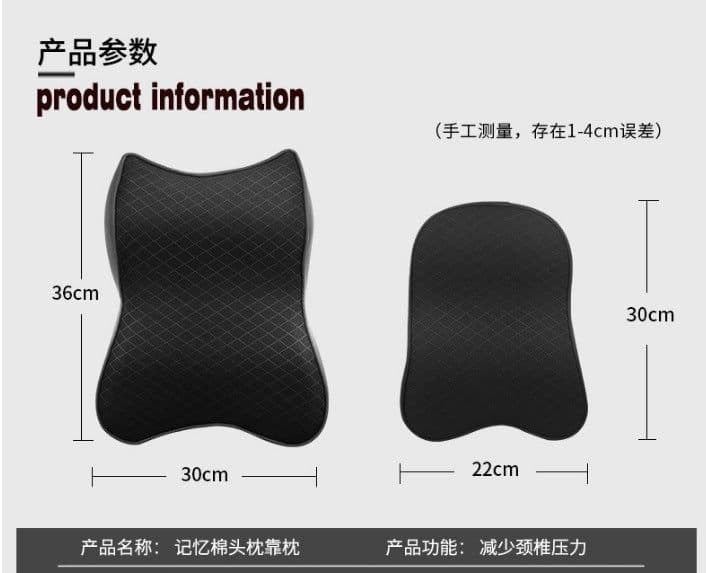 image-Car Headrest Neck Cushion Memory Foam Lumbar Pad