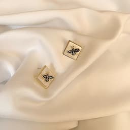 image-Korean Bee Earrings S925 Silver Needle Geometric Gold-Plated