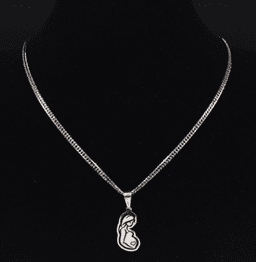 image-Mom Baby Stainless Steel Necklace Silver Pendant N3758S01