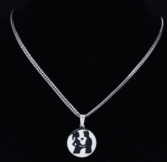 image-Mom Baby Stainless Steel Necklace Silver Pendant N3758S01