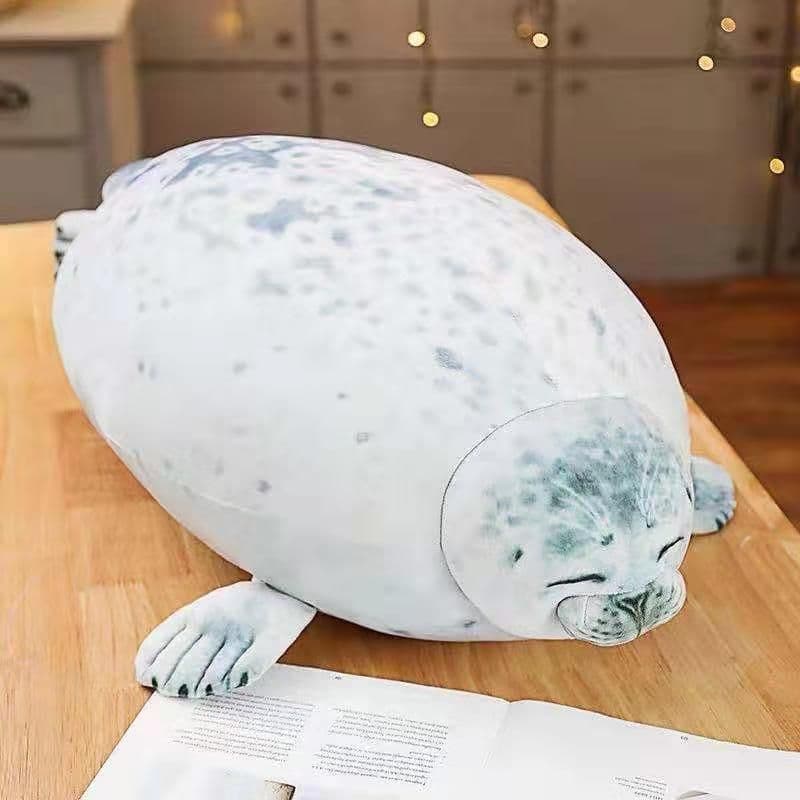 image-Gray Plush Seal Doll 60cm Soft Toy Hua Zhiyun