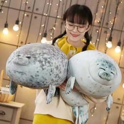 image-Gray Plush Seal Doll 60cm Soft Toy Hua Zhiyun
