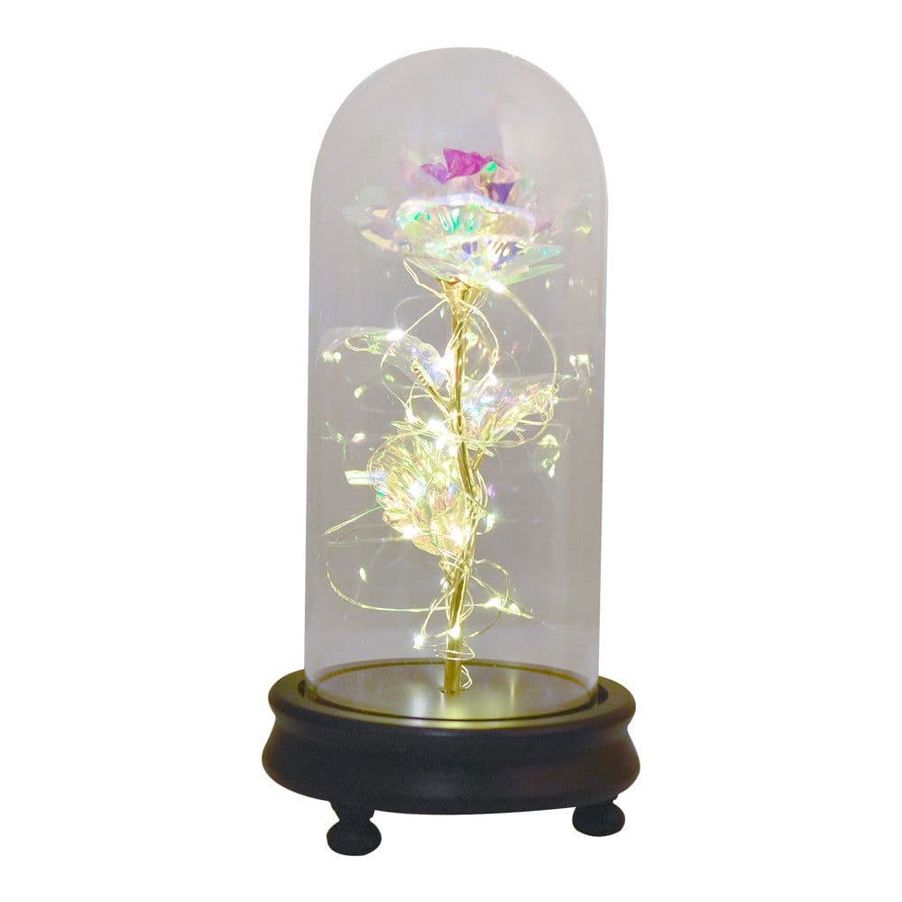 image-24k Gold Foil Rose in Glass Dome Valentine's Christmas Gift