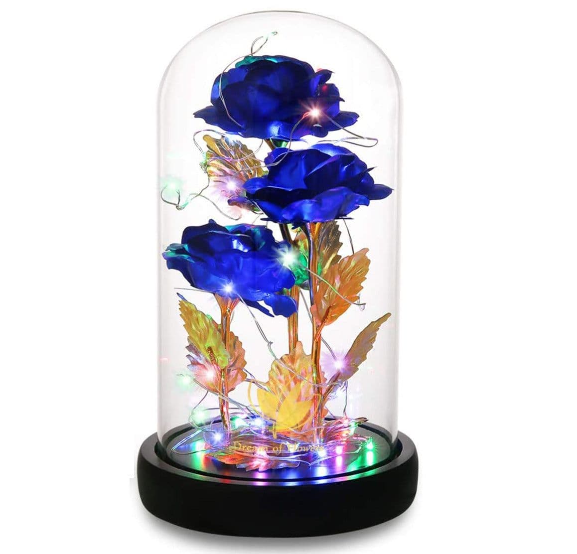 image-24k Gold Foil Rose in Glass Dome Valentine's Christmas Gift