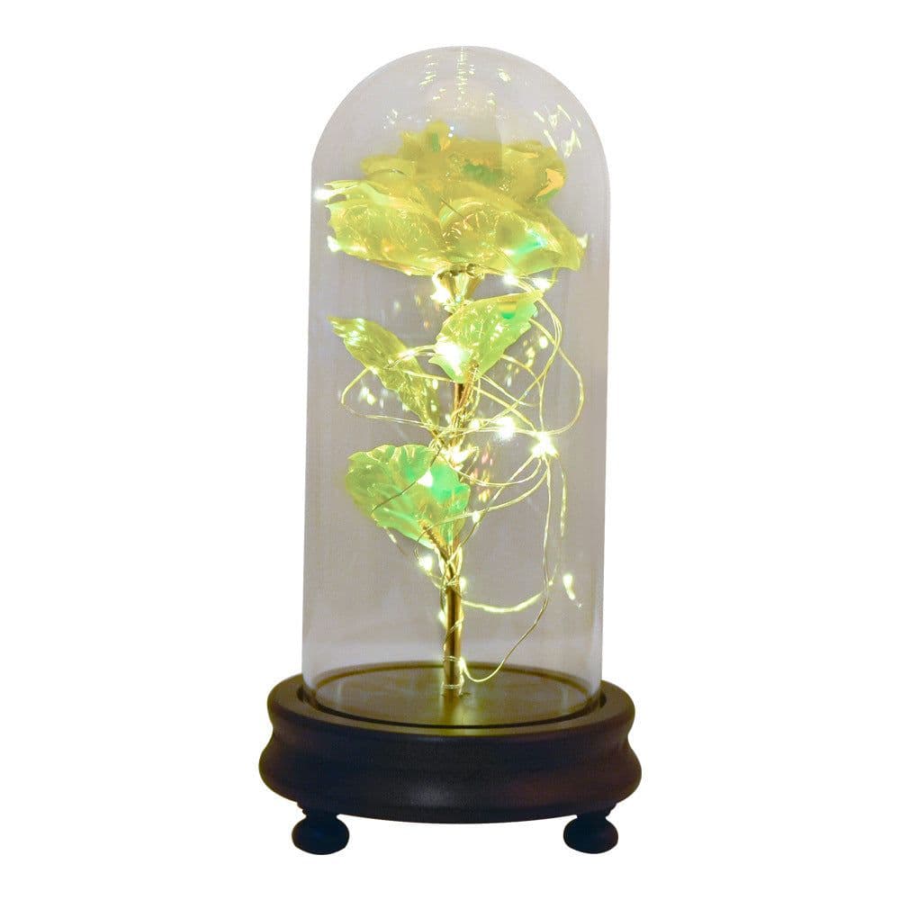 image-24k Gold Foil Rose in Glass Dome Valentine's Christmas Gift