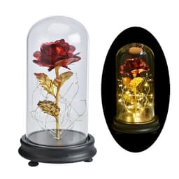 image-24k Gold Foil Rose in Glass Dome Valentine's Christmas Gift