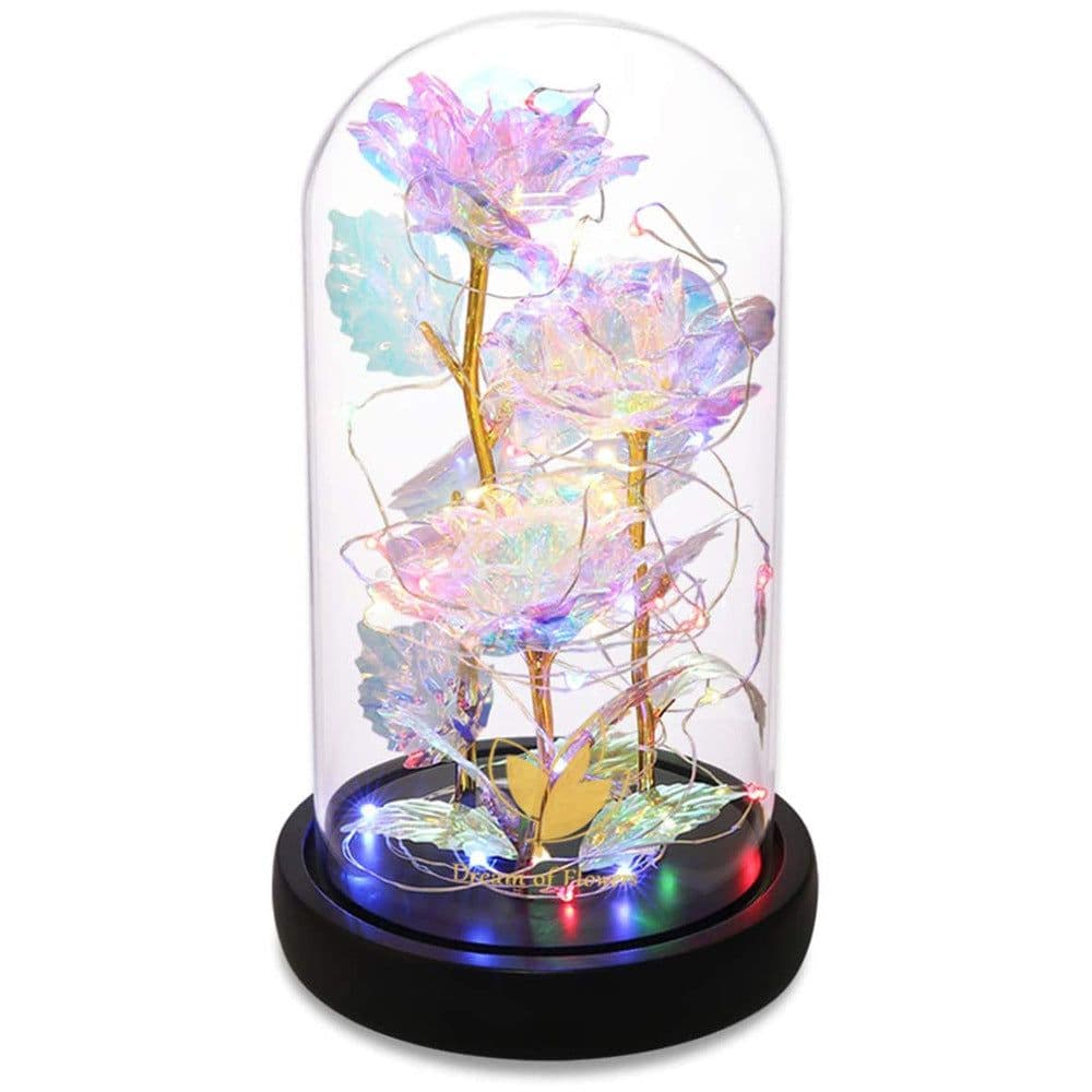 image-24k Gold Foil Rose in Glass Dome Valentine's Christmas Gift