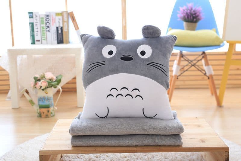 image-Totoro Plush Pillow Blanket 3-in-1 Hand Warmer Throw Cushion
