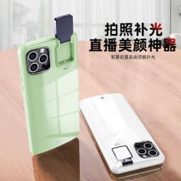 image-iPhone 12 Pro Max LED Selfie Ring Light Case Green ABS Cover