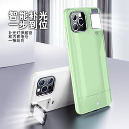 image-iPhone 12 Pro Max LED Selfie Ring Light Case Green ABS Cover