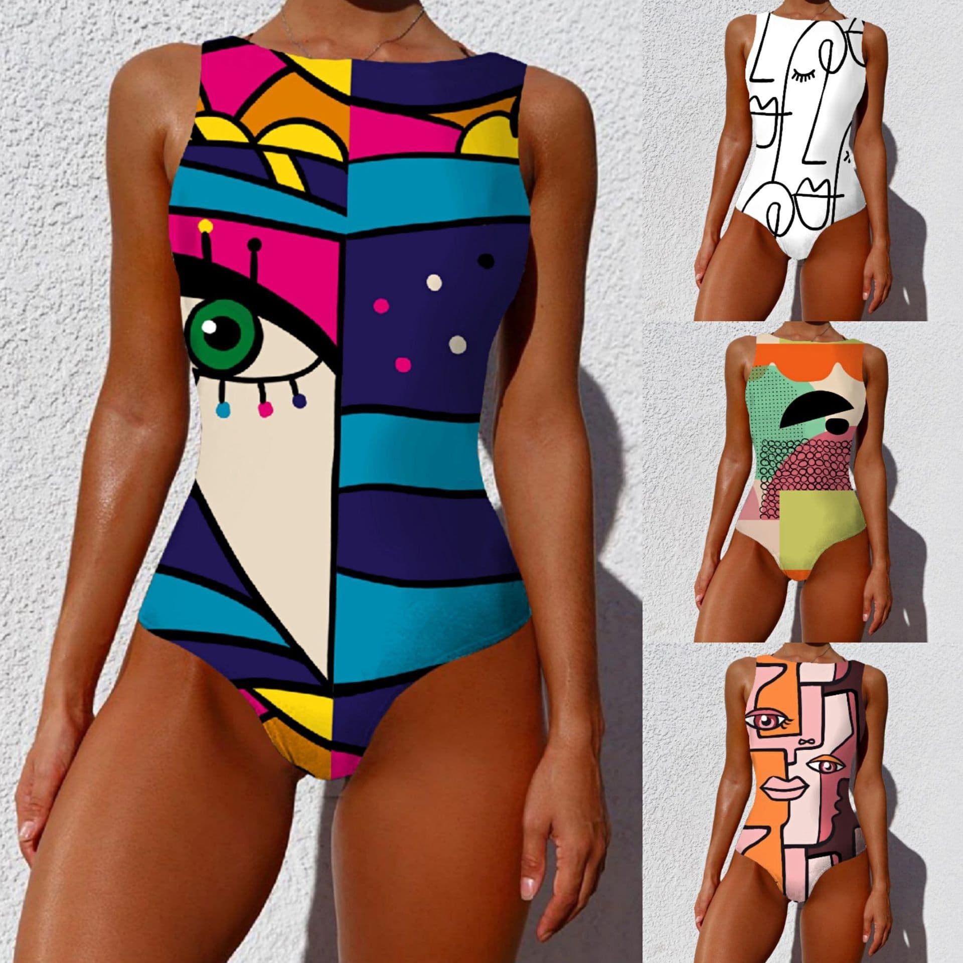 image-Sporlike Women's One-Piece Swimsuit Sleeveless Print