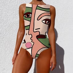 image-Sporlike Women's One-Piece Swimsuit Sleeveless Print