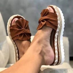 image-Women's Flat Sandals Bowknot Beach Shoes Wedge Sole Large Size
