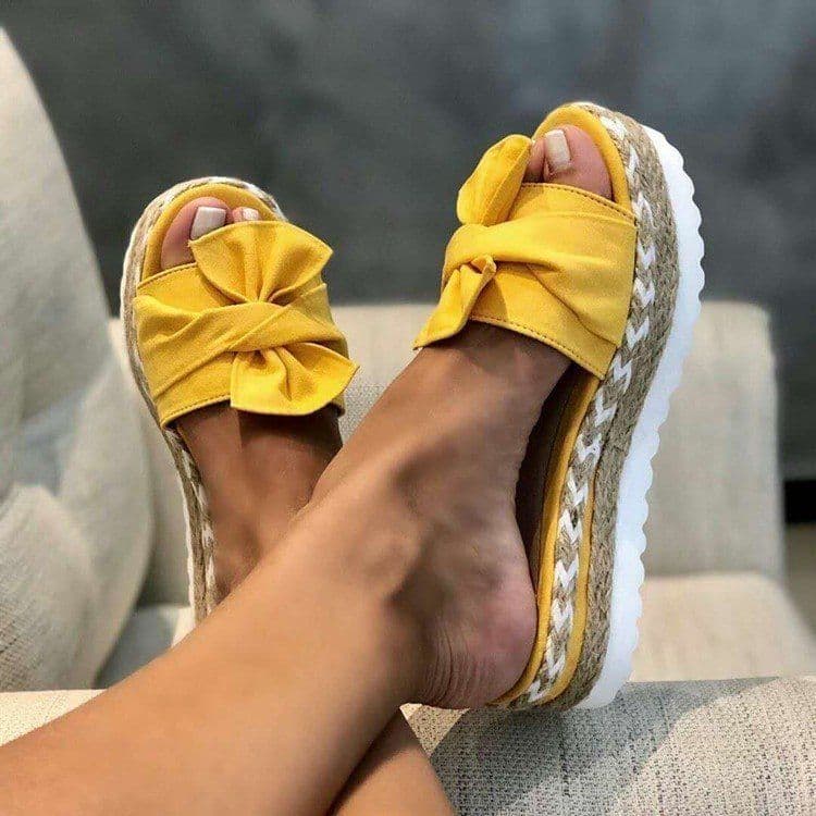 image-Women's Flat Sandals Bowknot Beach Shoes Wedge Sole Large Size
