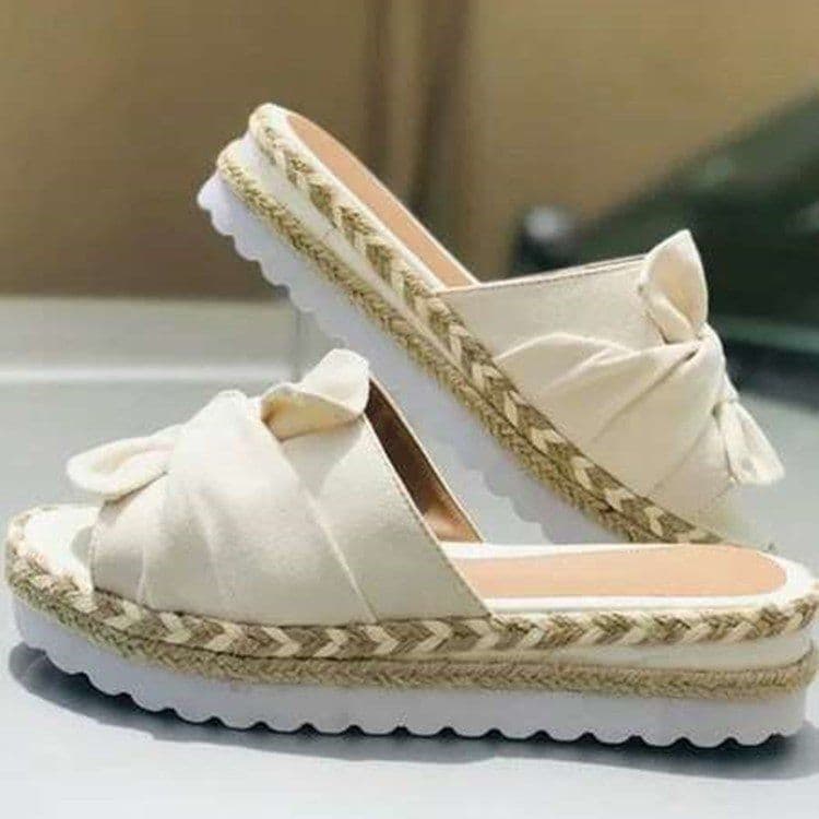 image-Women's Flat Sandals Bowknot Beach Shoes Wedge Sole Large Size