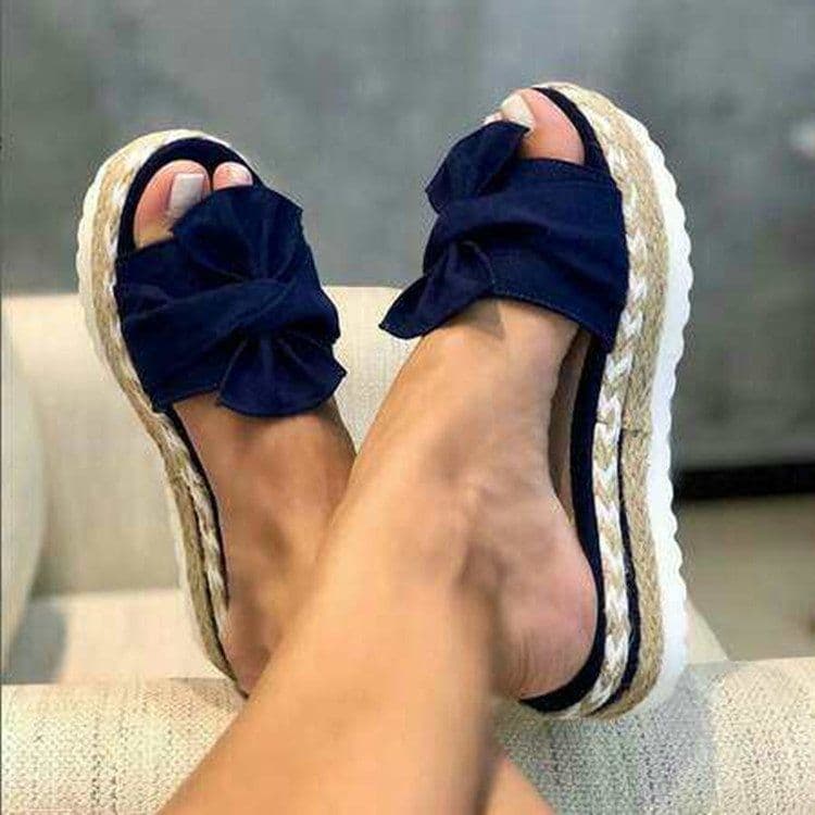 image-Women's Flat Sandals Bowknot Beach Shoes Wedge Sole Large Size