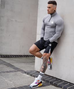 image-Men's Quick-Dry Stretch Zip Fitness Polo Shirt