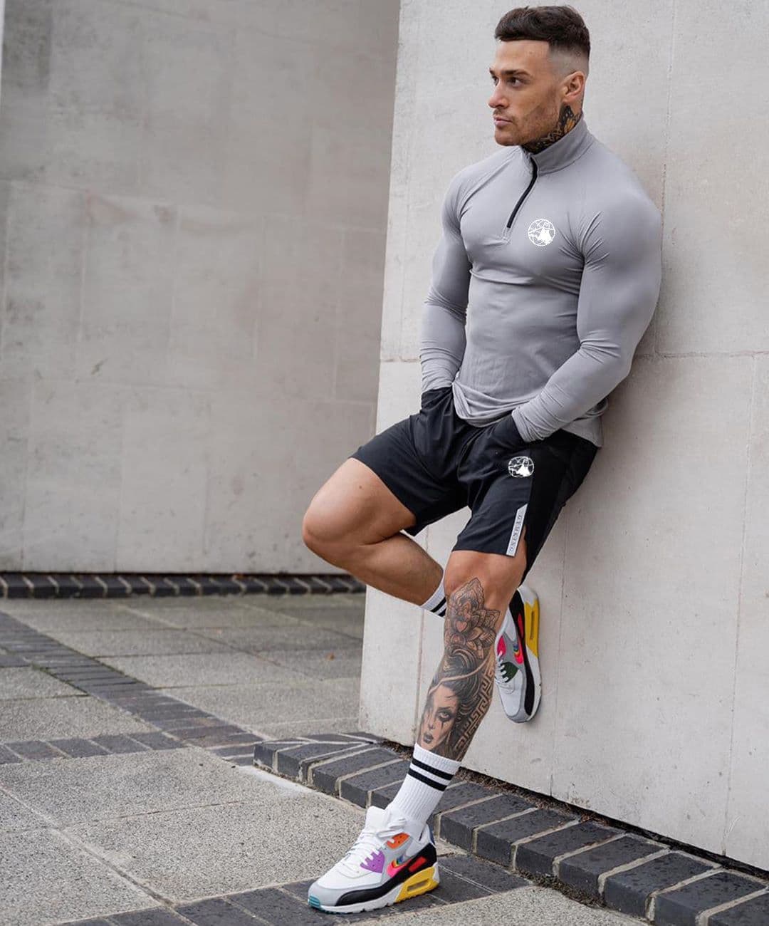 image-Men's Quick-Dry Stretch Zip Fitness Polo Shirt