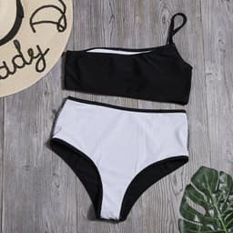 image-Women's High Waist Split Bikini Swimsuit with Chest Pad