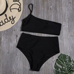 image-Women's High Waist Split Bikini Swimsuit with Chest Pad