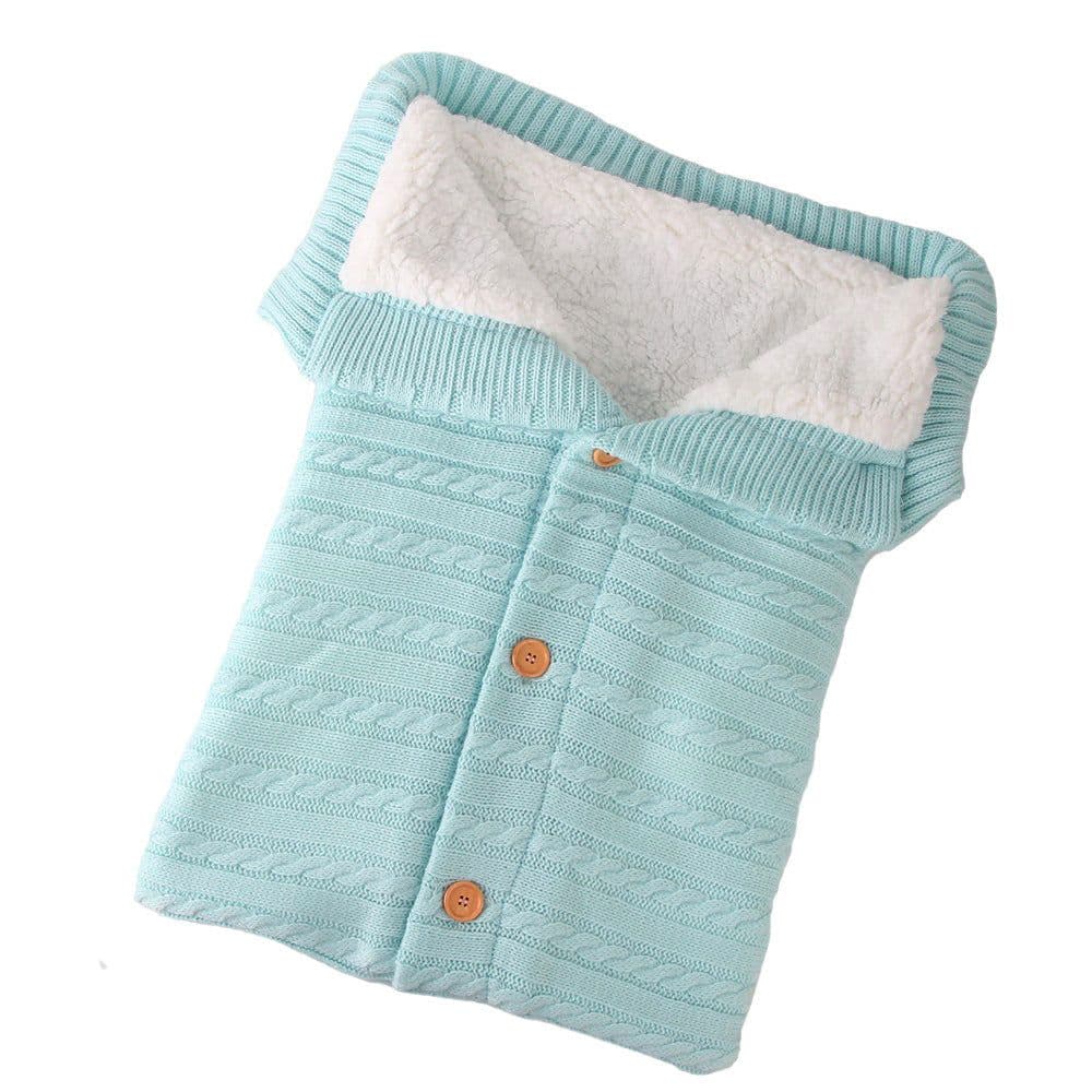 image-Baby Knit Sleeping Bag Winter Swaddle Wrap Stroller Blanket