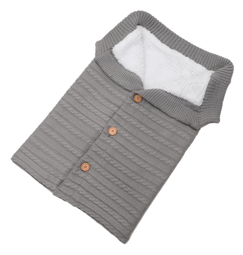 image-Baby Knit Sleeping Bag Winter Swaddle Wrap Stroller Blanket