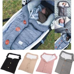 image-Baby Knit Sleeping Bag Winter Swaddle Wrap Stroller Blanket