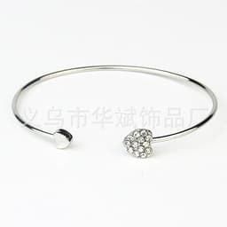 image-Gold-Plated Heart Zircon Bracelet Open Cuff Women's Jewelry