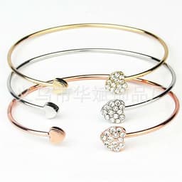 image-Gold-Plated Heart Zircon Bracelet Open Cuff Women's Jewelry