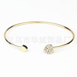 image-Gold-Plated Heart Zircon Bracelet Open Cuff Women's Jewelry