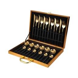 image-24-Piece Gold Stainless Steel Cutlery Set with Wooden Box