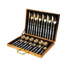 image-24-Piece Gold Stainless Steel Cutlery Set with Wooden Box