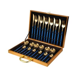 image-24-Piece Gold Stainless Steel Cutlery Set with Wooden Box