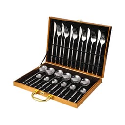 image-24-Piece Gold Stainless Steel Cutlery Set with Wooden Box