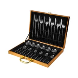 image-24-Piece Gold Stainless Steel Cutlery Set with Wooden Box