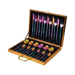 image-24-Piece Gold Stainless Steel Cutlery Set with Wooden Box