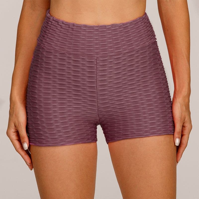 image-Women's High Waist Fitness Shorts Solid Color Stretch Running
