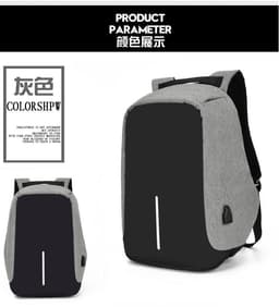 image-15 Inch Waterproof Business Laptop Backpack USB Charging Port Gray