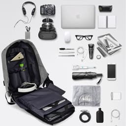image-15 Inch Waterproof Business Laptop Backpack USB Charging Port Gray
