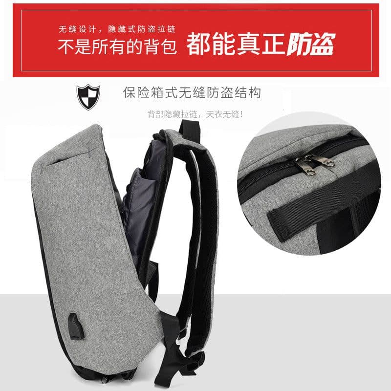 image-15 Inch Waterproof Business Laptop Backpack USB Charging Port Gray